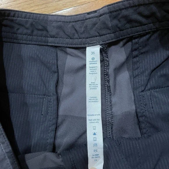 Lululemon Mens Kahuna 11” Shorts Size 36 Casual Golf Athletic Black Check Plaid - Picture 4 of 10